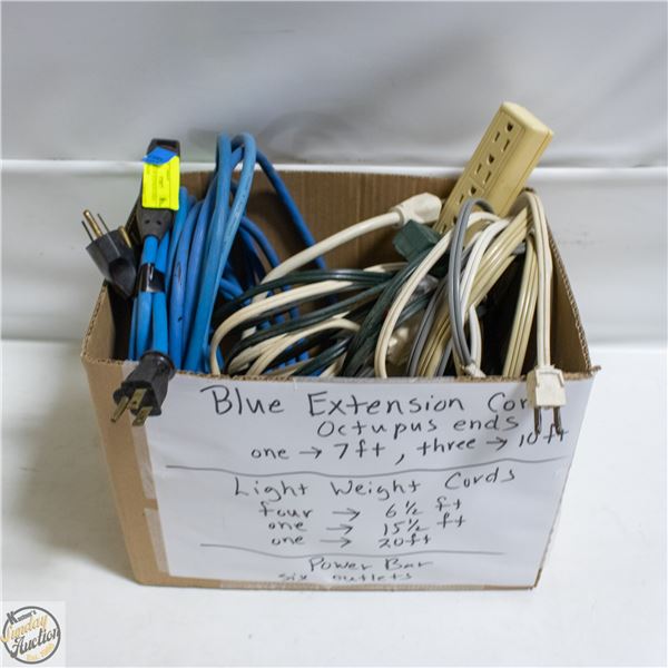 BUNDLE OF EXTENSION CORDS + POWER BAR
