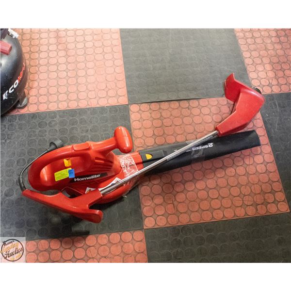 HOMELITE 2 SPEED CORDED ELECTRIC LEAF BLOWER &