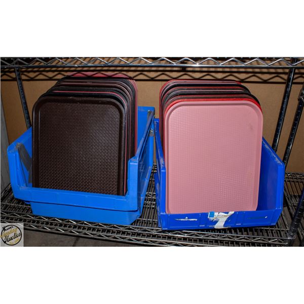 2 BINS OF CAFATERIA TRAYS