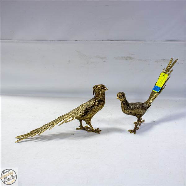 SET OF 2 BRASS PHEASANTS