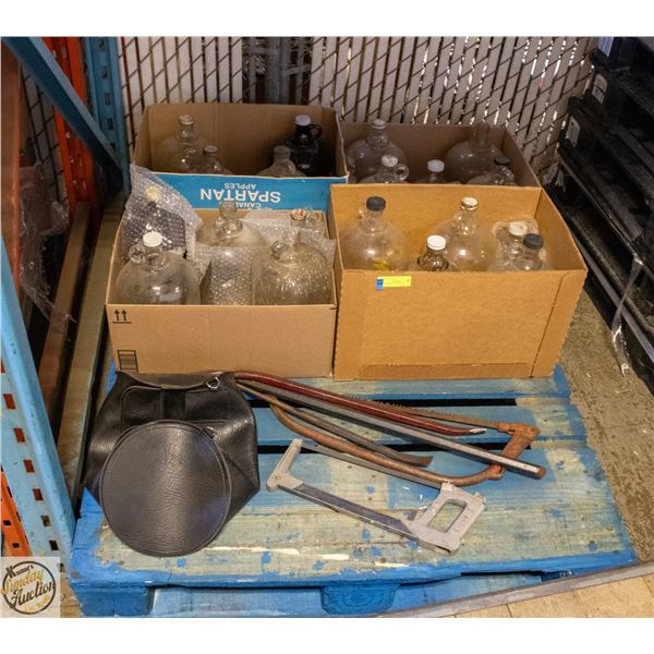 PALLET OF JUGS-ANTIQUE + MORE