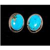 Image 3 : Navajo Kingman Turquoise Post Earrings Sterling Silver Native American