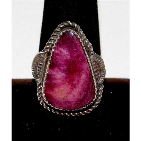 Navajo Purple Spiny Ring Size 8 Sterling Silver Native American Signed