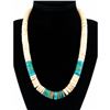 Image 1 : Vintage Kewa Santo Domingo Rolled Clam Shell & Turquoise Heishi Necklace