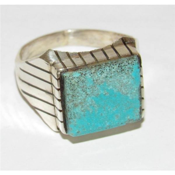 Navajo Ray Jack Turquoise Men Ring Size 10.5 Native Signed