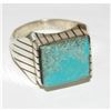 Image 1 : Navajo Ray Jack Turquoise Men Ring Size 10.5 Native Signed