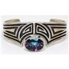 Image 1 : Navajo Sterling Silver Mystic Topaz Native American Cuff Bracelet C. Johnson