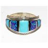Image 1 : Zuni Turquoise Opal Inlay Ring Sz 8 Sterling Silver D. Luna