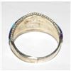 Image 4 : Zuni Turquoise Opal Inlay Ring Sz 8 Sterling Silver D. Luna