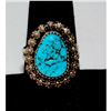 Image 2 : Navajo Kingman Turquoise Statement Ring Sz 7 Sterling Silver Signed Native