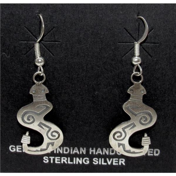 Navajo Snake Dangle Earrings Sterling Silver I. Gene