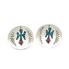 Image 1 : Navajo Earrings Peyote Bird Design Turquoise Coral Inlay J.Yazzie