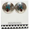 Image 2 : Navajo Earrings Peyote Bird Design Turquoise Coral Inlay J.Yazzie