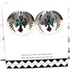 Image 3 : Navajo Earrings Peyote Bird Design Turquoise Coral Inlay J.Yazzie