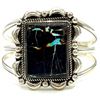 Image 3 : Navajo Statement Black Jack Turquoise Cuff Bracelet Sterling Silver D. Nez