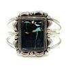 Image 4 : Navajo Statement Black Jack Turquoise Cuff Bracelet Sterling Silver D. Nez