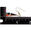 Image 3 : Navajo Turquoise Jet Inlay Earrings Sterling Silver Teme Sunburst Handcarfts
