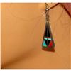 Image 5 : Navajo Turquoise Jet Inlay Earrings Sterling Silver Teme Sunburst Handcarfts
