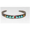 Image 3 : Vintage Zuni Turquoise Multi Stone Inlay Stacker Cuff Bracelet Sterling Singed