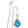Image 2 : Navajo Pilot Mountain Turquoise Pendant Sterling Silver Necklace Arkie Nelson