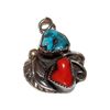 Image 1 : Vintage Navajo Sterling Silver Turquoise Coral Pendant Charm