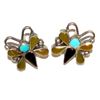 Image 1 : Vintage Zuni Inlay Butterfly Post Earrings Sterling Silver Native American