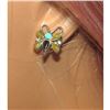 Image 4 : Vintage Zuni Inlay Butterfly Post Earrings Sterling Silver Native American