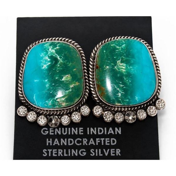 Navajo Gem Grade Royston Turquoise Post Earrings P. Yazzie