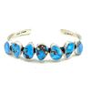 Image 2 : Navajo Golden Hills Turquoise Cluster Cuff Bracelet Sterling Silver T. Lewis