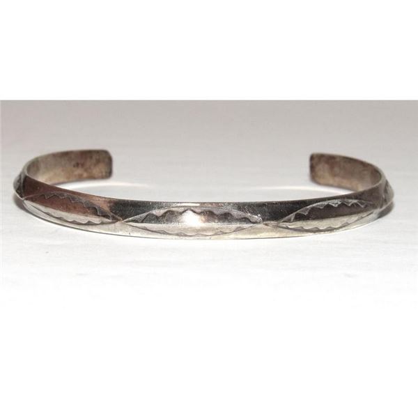 Old Pawn Navajo Carinated Stacker Cuff Bracelet Ingot Sterling Silver