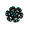 Image 1 : Old Pawn Zuni Turquoise Cluster Pin Sterling Silver Brooch