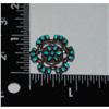 Image 3 : Old Pawn Zuni Turquoise Cluster Pin Sterling Silver Brooch