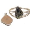 Image 3 : Vintage Navajo Pendant Bracelet Apache Gold Sterling Silver Set W. Denetdale