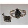 Image 7 : Vintage Navajo Pendant Bracelet Apache Gold Sterling Silver Set W. Denetdale