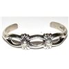 Image 1 : Navajo Sterling Silver Sand Cast Cuff Bracelet Bennet Yazzie Native Stacker