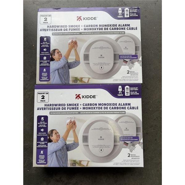 2 - 2 PACKS OF KIDDE HARDWIRED SMOKE AND CARBON MONOXIDE ALARMS