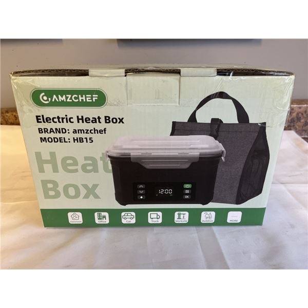 NEW AMZCHEF ELECTRIC HEATED LUNCH BOX COMES WITH HEAT BOX, DIVIDER, CHARGER, INSULATED CARRY BAG AND
