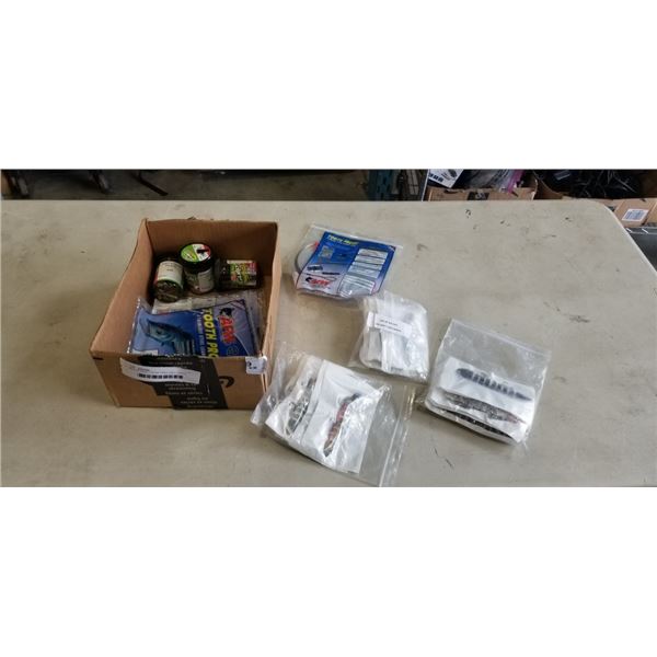 BOX OF NEW FISHING BAIT AND TACKLE