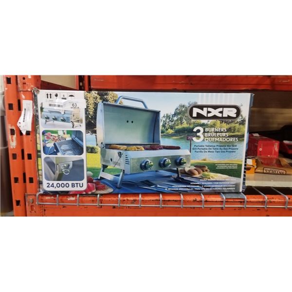 NXR PORTABLE3 BURNER TABLETOP PROPANE GAS GRILL