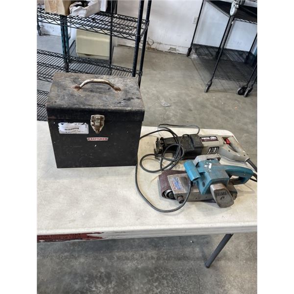 PORTER CABLE TIGERSAW, MAKITA BELT SANDER AND METAL CASED CRAFTSMAN CIRCULAR SAW