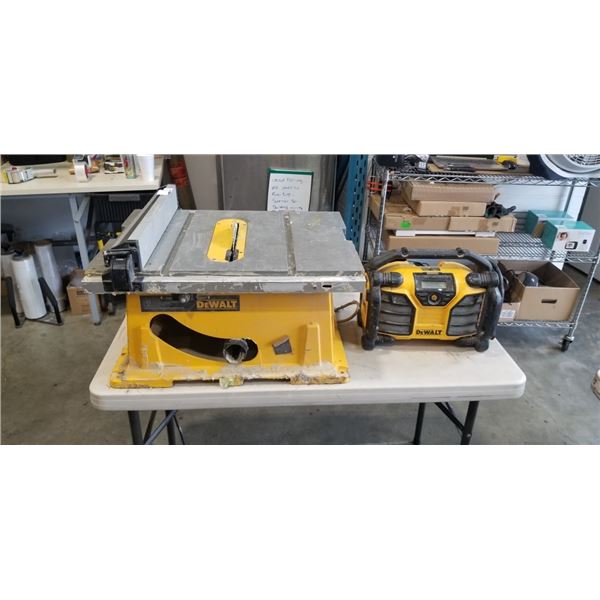 DEWALT JOBSITE RADIO AND TABLE SAW