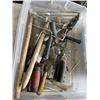 Image 2 : DELTA MORTISING ATTACHMENT AND TOTE WITH ASSORTED PAINTING AND DRYWALL TOOLS