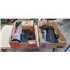 Image 1 : 2 TRAYS OF ASSORTED ELECTRONICS, CAR AMP, KEYBOARDS ETC