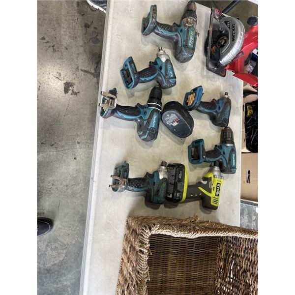 BASKET OF ASSORTED POWER TOOLS