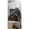 Image 3 : TOTE OF ASSORTED POWER TOOLS AND BATTERIES, CHARGERS