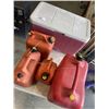 Image 1 : COLEMAN COOLER AND 4 JERRY CANS