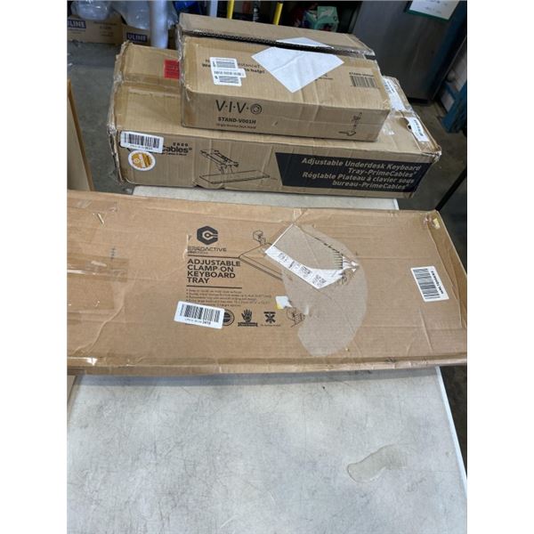 2 VIVO CLAMP ON DESK TRAYS AND COMPUTER MONITOR MOUNT