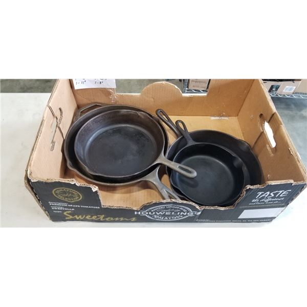 4 CAST IRON PANS