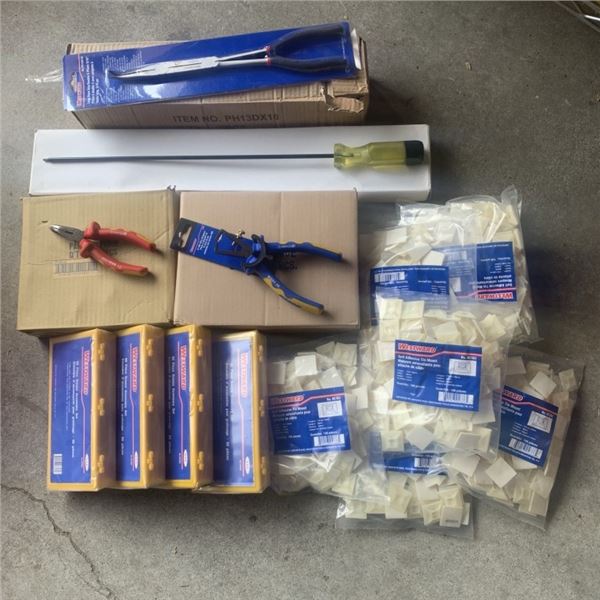 NEW WESTWARD HAND TOOLS 6 DOUBLE X HOSE GRIP PLIERS, 6 BLUE ADJUSTABLE WIRE STRIPPERS, 6 TORX LONG N