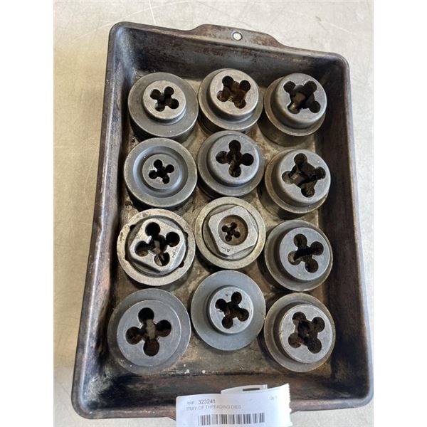 TRAY OF THREADING DIES